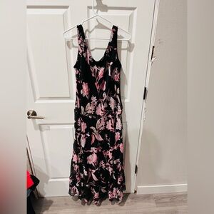 ‼️Jones Studio Black and Pink Floral Maxi Dress 14W